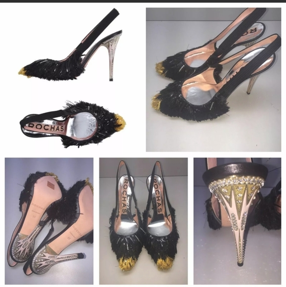 $1995 Rochas Fringe Runway Slingbacks - Picture 4 of 11
